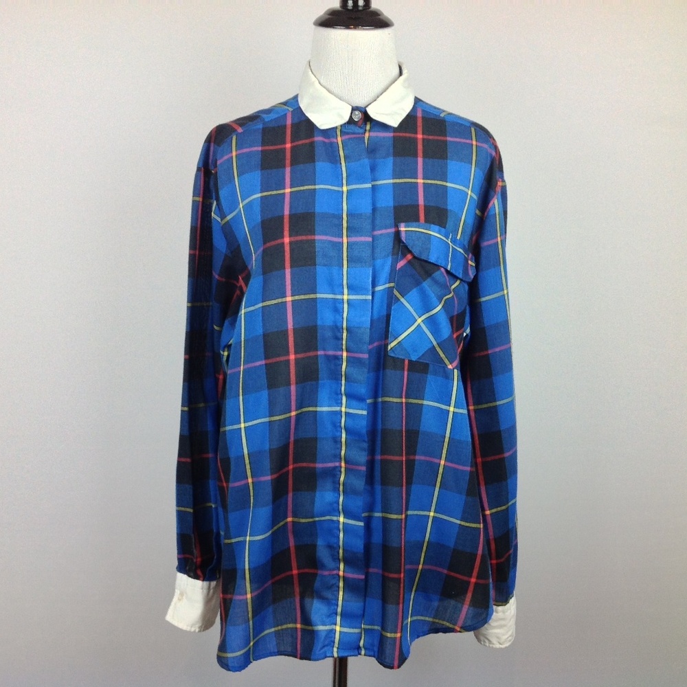 Vintage Sears Plaid Shirt Womens 14 Large
